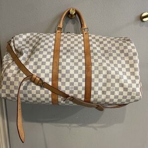 Louis Vuitton Keepall 55 Bandoulière Damier Azur Travel Bag MB2114